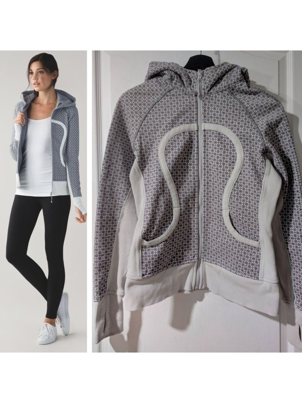 Lululemon | Scuba Hoodie II Tri Geo Printed Silver Spoon Slate / Slate